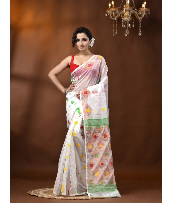 Dhakai selling jamdani resham dhakai saree with ready blouse handloom Sari